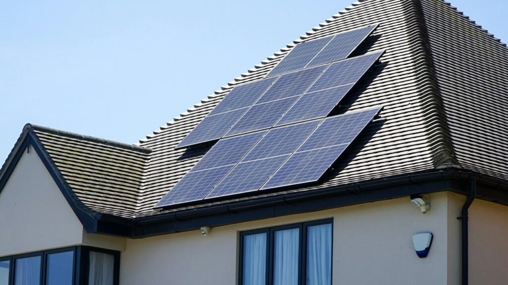 Solar panels on the roof of a house